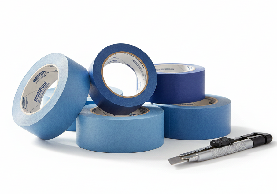 A bunch of Blue 14 Day Masking Tape Rolls