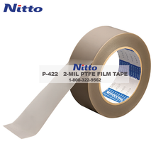 Load image into Gallery viewer, Close-up of Nitto P-422 2-MIL PTFE film tape roll showing smooth non-stick surface and high-temperature resistance for industrial sealing and insulation applications
