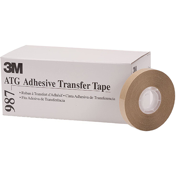 3M 987 is excellent for high precision applications. Easy to apply with hand held tape dispenser. 987 Replaces double-stick tape, paste and glue. 3M 987 has an invisible bond line. Cheaper than Uline