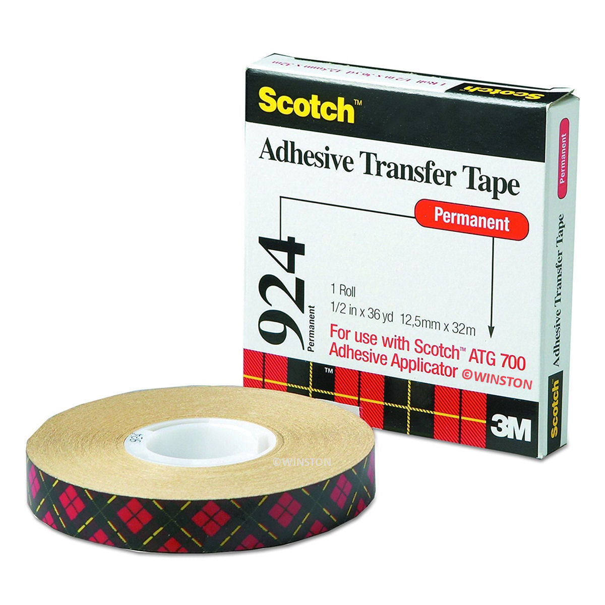 3M Scotch ATG 924 Clear Transfer Tape - 3/4 in Width x 36 yd Length - 2 mil  Thick - Densified Kraft Paper Liner - 03332