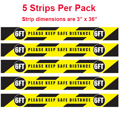 <b>Keep Safe Distance 3" x 36"  (5 Pack)