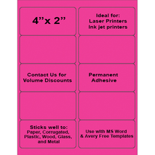 Load image into Gallery viewer, LL178PK  Fluorescent Pink-4x2 Label

