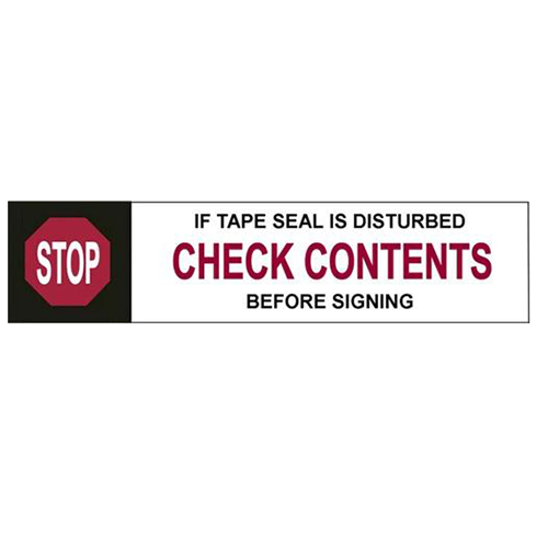 Stop Check Contents Printed Security Tape